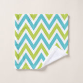 Modern Blue en Green Chevron Bad Handdoek (Wasdoekje)
