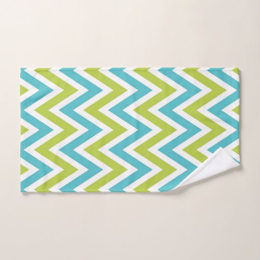 Modern Blue en Green Chevron Bad Handdoek (Handdoek)