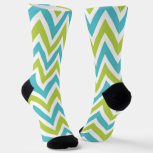 Modern Blue en Green Chevron Sokken
