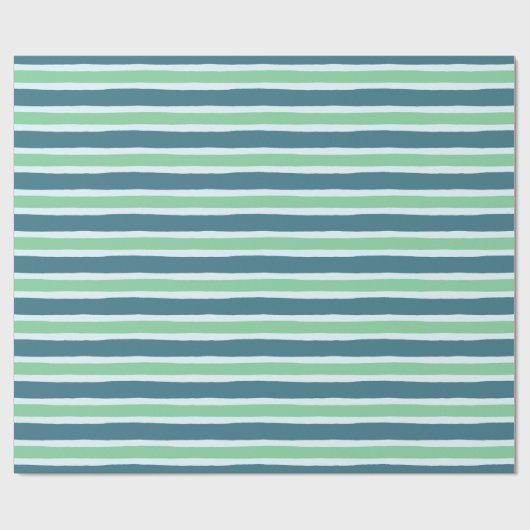 Modern Blue en Green Stripes Pattern Cadeaupapier (Vlak)