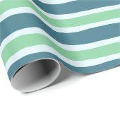 Modern Blue en Green Stripes Pattern Cadeaupapier (Rol Hoek)