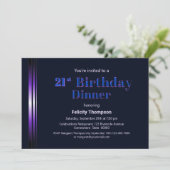 Modern Blue en Paars 21st Birthday Dinner Kaart (Staand voorkant)