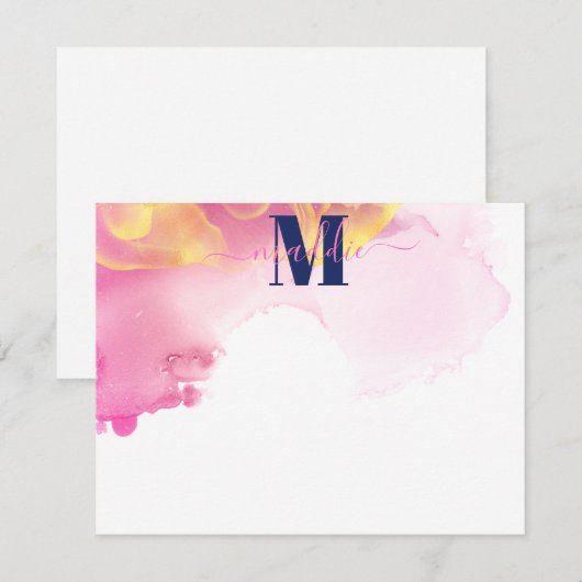 Modern Blue en Pin Ink Cloud Persoonlijk Notitiekaartje (Voorkant / Achterkant)