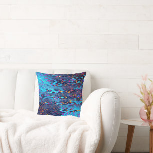 Modern Blue en Pink Brick Design Sierkussen