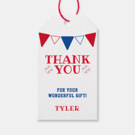 Modern Blue en Red Baseball Hartelijk dank Cadeaulabel