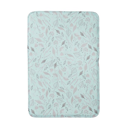 Modern Blue en SIlver Botanical Badmat (Voorkant Verticaal)