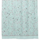 Modern Blue en SIlver Botanical Douchegordijn (Voorkant)