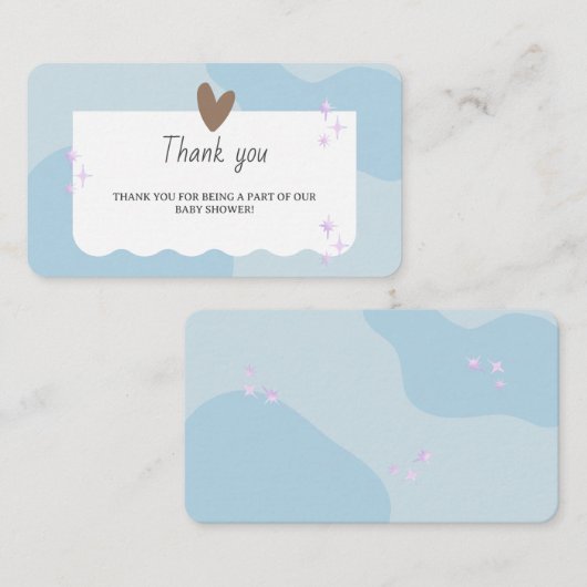 Modern Blue en Star Baby shower bedankkaart Informatiekaartje (Voorkant / Achterkant)