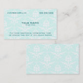 Modern Blue en White Damask Visitekaartje (Voorkant / Achterkant)