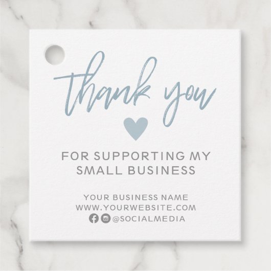 Modern Blue en White Dank je Bedankjes Labels (Voorkant)