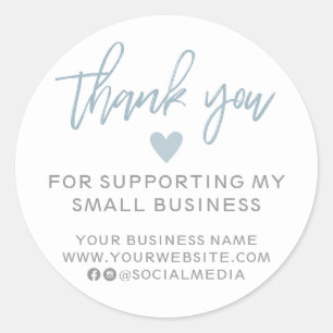 Modern Blue en White Dank je Ronde Sticker