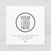 Modern Blue en White Dank je Vierkante Visitekaartje (Achterkant)