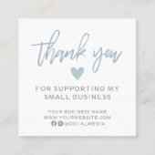 Modern Blue en White Dank je Vierkante Visitekaartje (Voorkant)