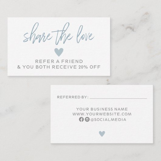 Modern Blue en White Verwijs naar een vriend Kaart Visitekaartje (Voorkant / Achterkant)