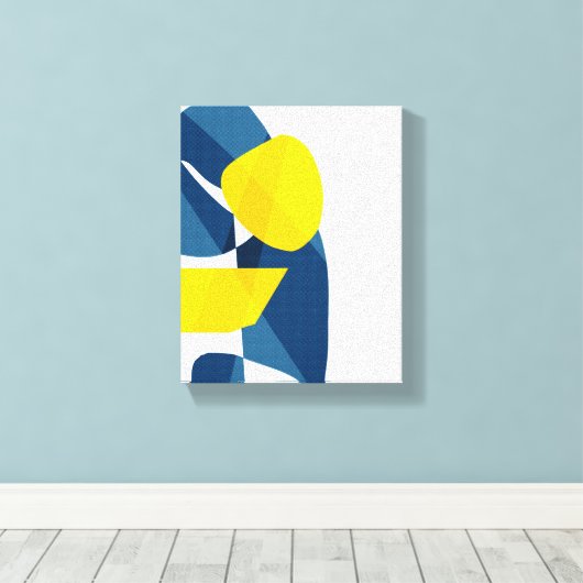 Modern Blue en Yellow Abstract Geometric Canvas Afdruk (Insitu (Houten vloer))