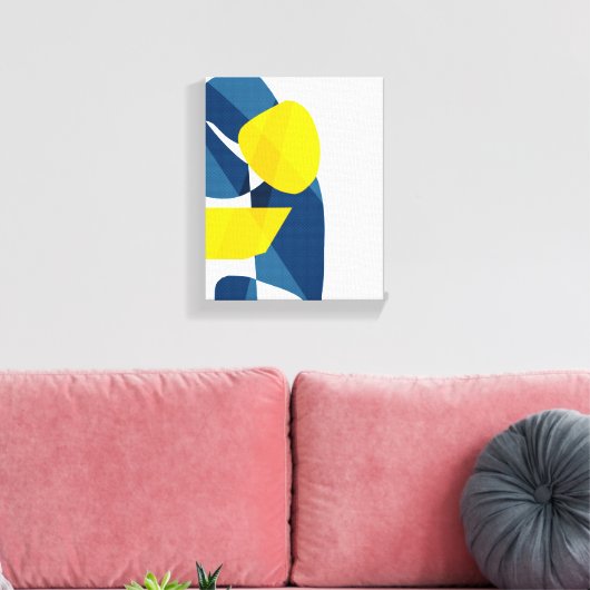 Modern Blue en Yellow Abstract Geometric Canvas Afdruk (Insitu (Woonkamer))
