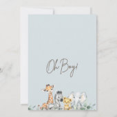 Modern Blue Eucalyptus Foliage Safari Baby shower Kaart (Achterkant)