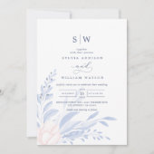 Modern Blue Eucalyptus Greenery Succulent Wedding Kaart (Voorkant)