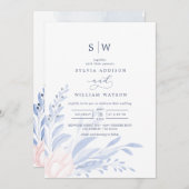 Modern Blue Eucalyptus Greenery Succulent Wedding Kaart (Voorkant / Achterkant)