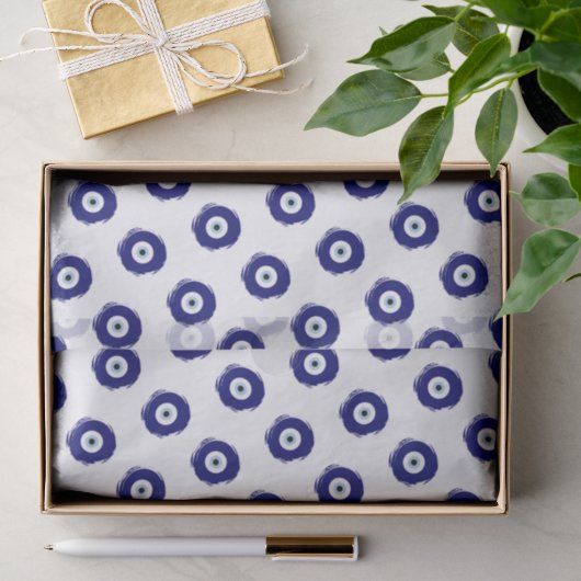 Modern Blue Evil Eye Good luck & Protection Symbol Tissuepapier (Geschenk)