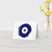 Modern Blue Evil Eye Succes & Bescherming Symbool Kaart (Gele Bloem)