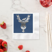 Modern Blue Faux Silver Gray Reindekerst Servet (Insitu)
