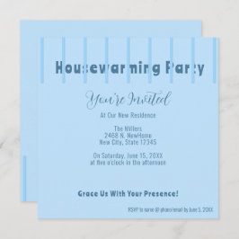 Modern Blue Fence Housewarming Party Uitnodiging