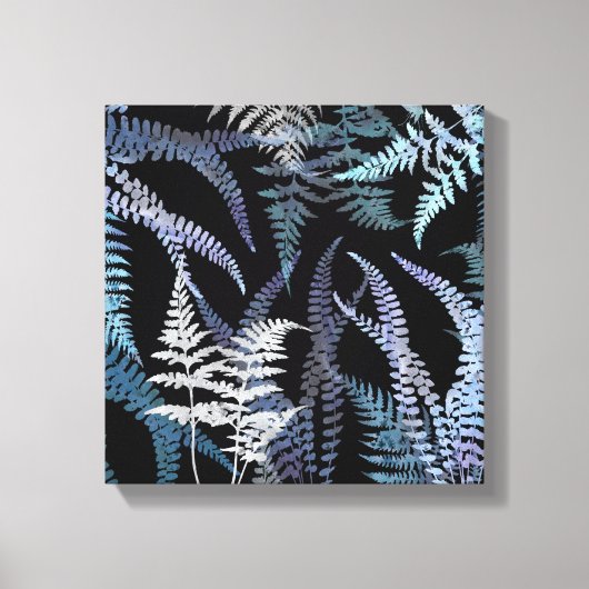 Modern Blue Fern Elegant Botanical Abstract Canvas Afdruk (Voorkant)