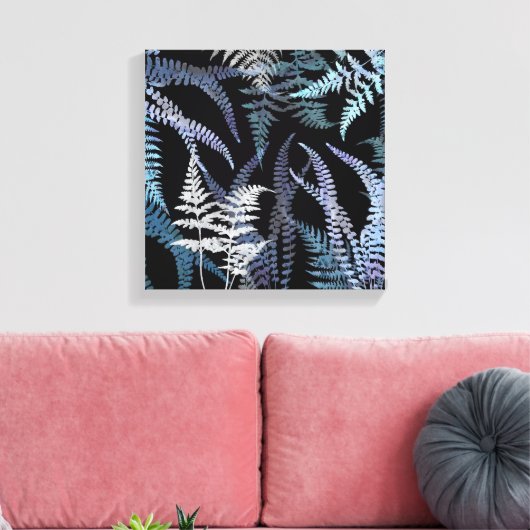Modern Blue Fern Elegant Botanical Abstract Canvas Afdruk (Insitu (Woonkamer))