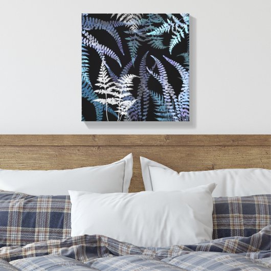 Modern Blue Fern Elegant Botanical Abstract Canvas Afdruk (Insitu (Slaapkamer))