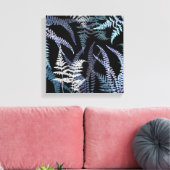 Modern Blue Fern Elegant Botanical Abstract Canvas Afdruk (Insitu (Woonkamer))