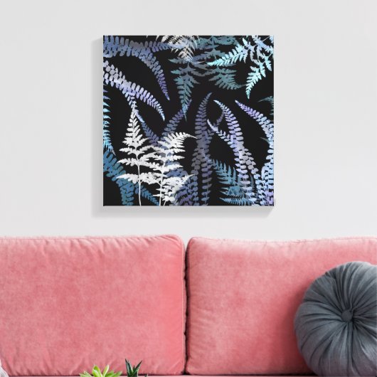 Modern Blue Fern Elegant Botanical Abstract Canvas Afdruk (Insitu (Woonkamer))