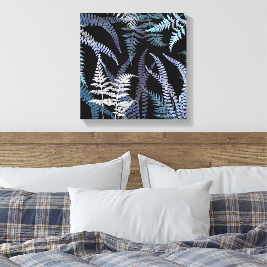 Modern Blue Fern Elegant Botanical Abstract Canvas Afdruk (Insitu (Slaapkamer))