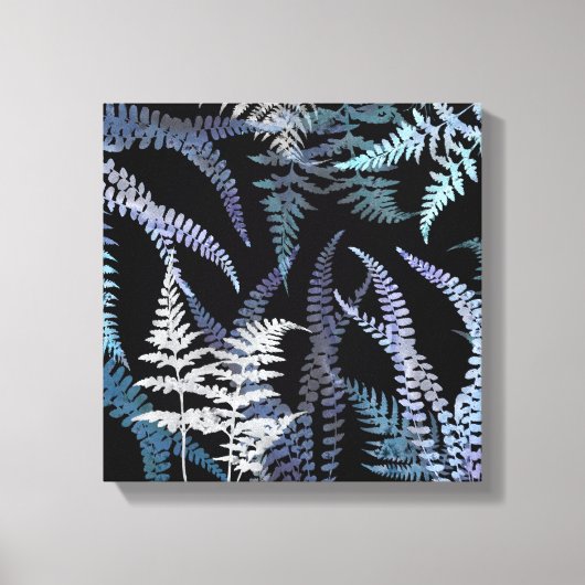 Modern Blue Fern Elegant Botanical Abstract Canvas Afdruk (Voorkant)