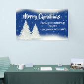Modern Blue Fir Tree Kerstmis  Spandoek (Beurs)