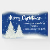 Modern Blue Fir Tree Kerstmis  Spandoek (Horizontaal)