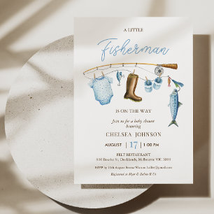 Modern Blue Fisherman Gevist thema Baby shower Kaart