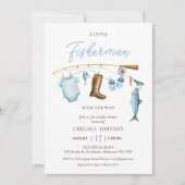 Modern Blue Fisherman Gevist thema Baby shower Kaart (Voorkant)
