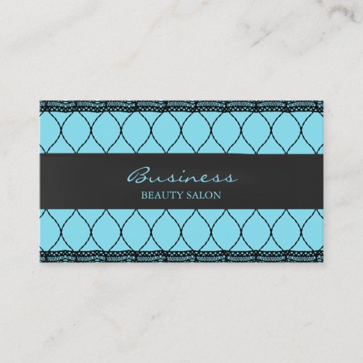 Modern Blue Fishnet Lace Beauty Salon Visitekaartje (Voorkant)