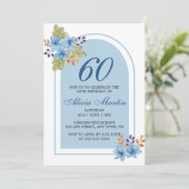 Modern Blue Flora Waterverf elke leeftijd Verjaard Kaart (Staand voorkant)