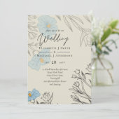 Modern Blue Floral Abstract bruiloft (Staand voorkant)