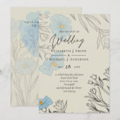 Modern Blue Floral Abstract bruiloft (Voorkant / Achterkant)