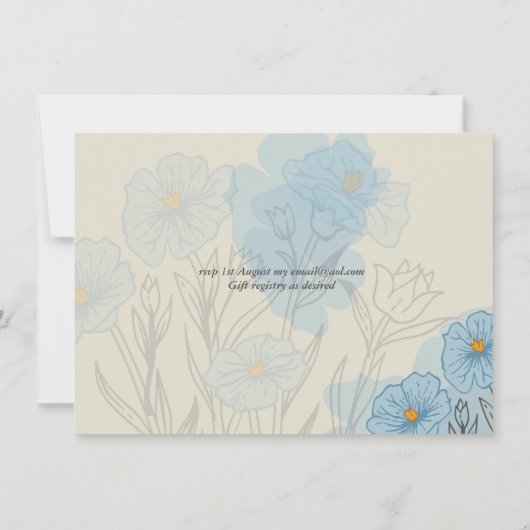 Modern Blue Floral Abstract bruiloft (Achterkant)