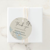 Modern Blue Floral Abstract bruiloft Bedankjes Labels (In situ)