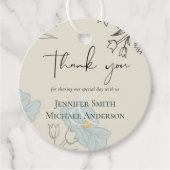 Modern Blue Floral Abstract bruiloft Bedankjes Labels (Voorkant)