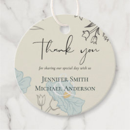 Modern Blue Floral Abstract bruiloft Bedankjes Labels