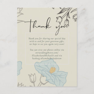 Modern Blue Floral Abstract bruiloft Briefkaart