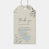 Modern Blue Floral Abstract bruiloft Cadeaulabel (Voorkant)
