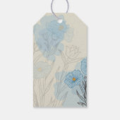 Modern Blue Floral Abstract bruiloft Cadeaulabel (Achterkant)