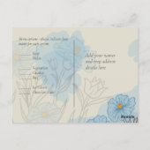 Modern Blue Floral Abstract Wedding RSVP Briefkaart (Achterkant)